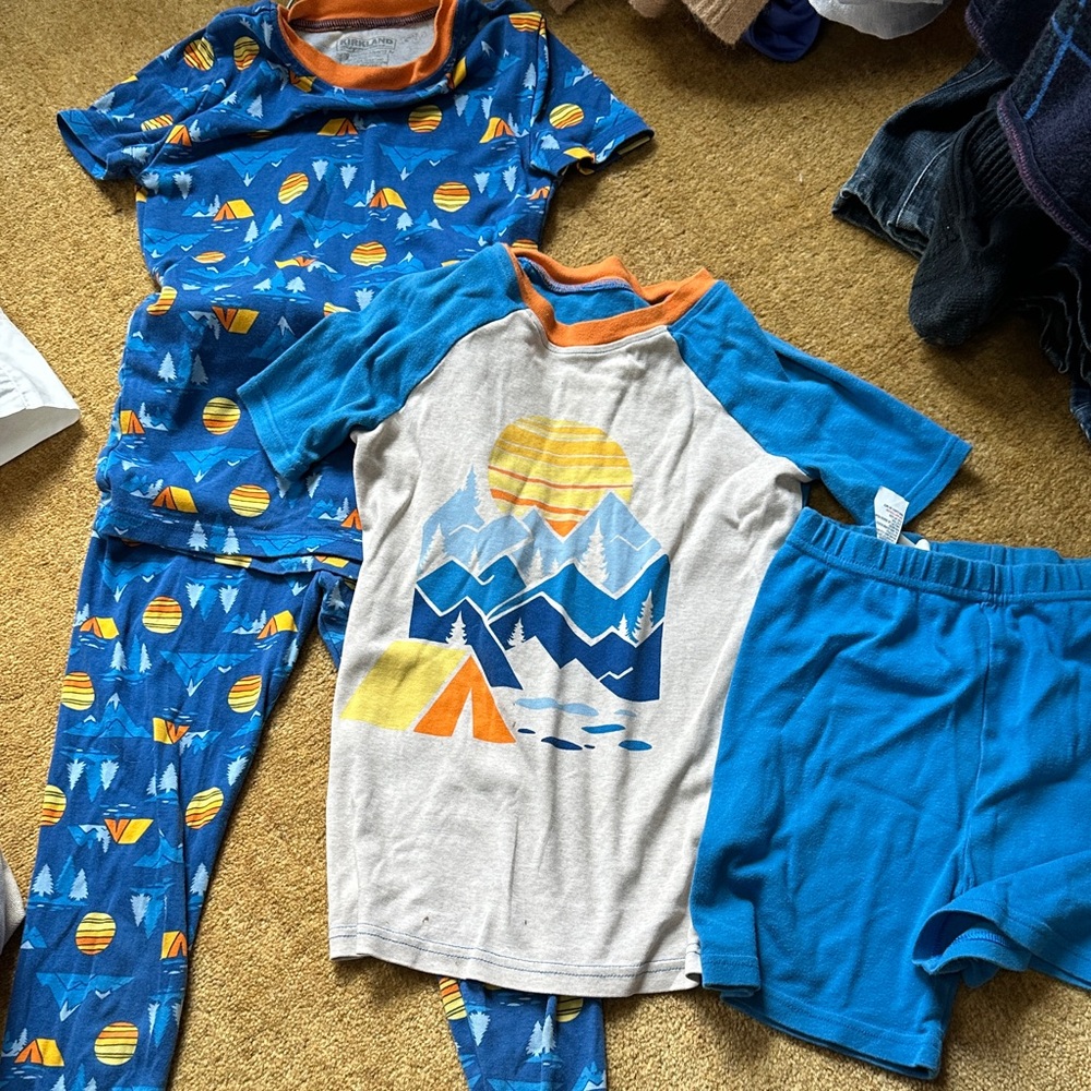 Blue and Orange Kids Pajama Set, Kirkland size 10 kids, 100 % cotton